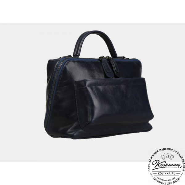 Женская кожаная сумка "Крис" (синяя). фото 1